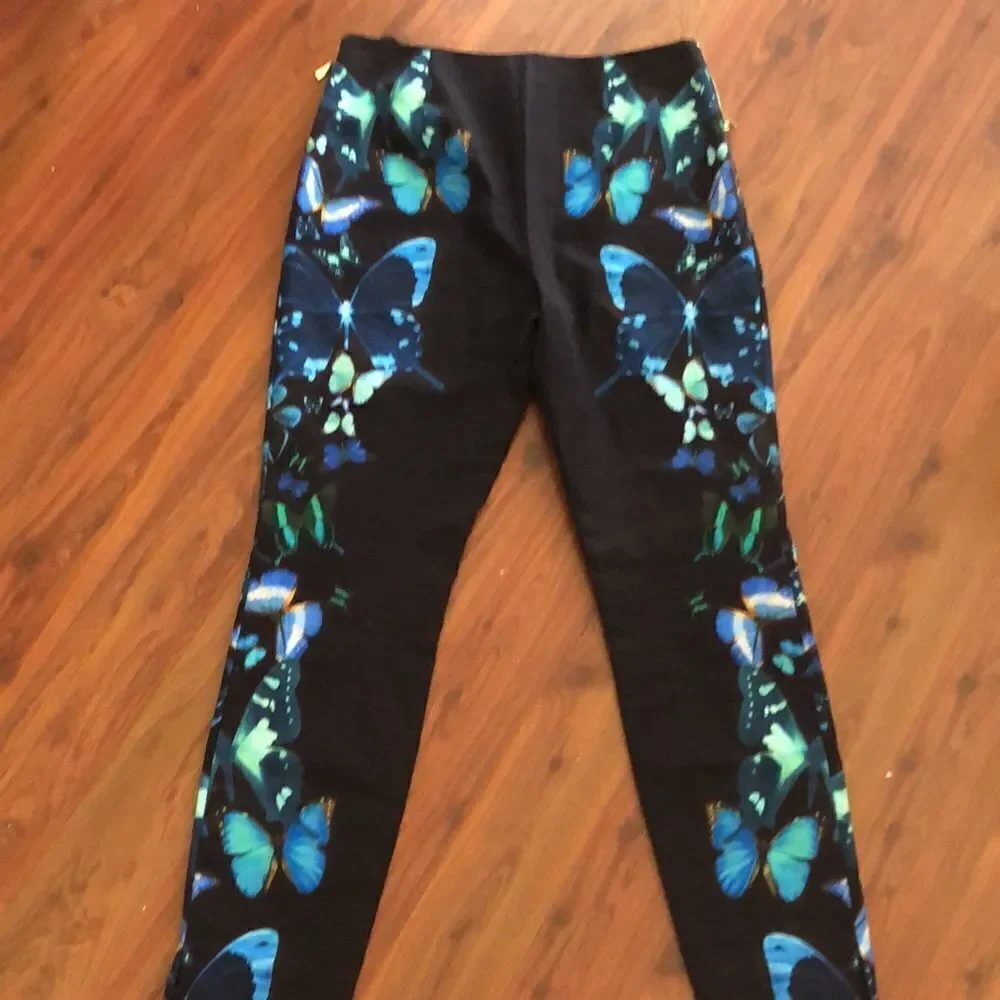Ted Baker London Black Pants with Blue and Green Butterfly Design - Picture 6 of 8